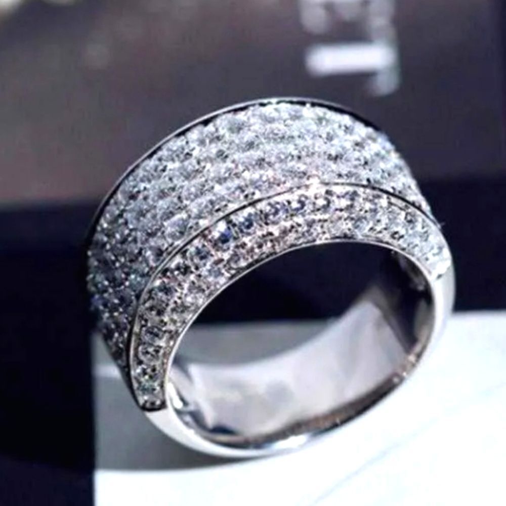 4 Ct. Clear White Baguette Diamond Ring 14K White Gold on 925 Silver  - Picture 2 of 7